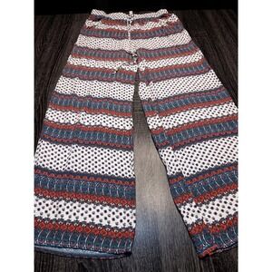 American Eagle Women's Boho Wide Leg Pants M Paisley Festival Lounge